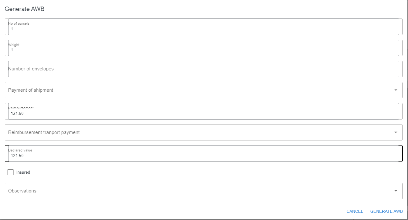 FanCourier AWB Generate FanCourier AWB Generate